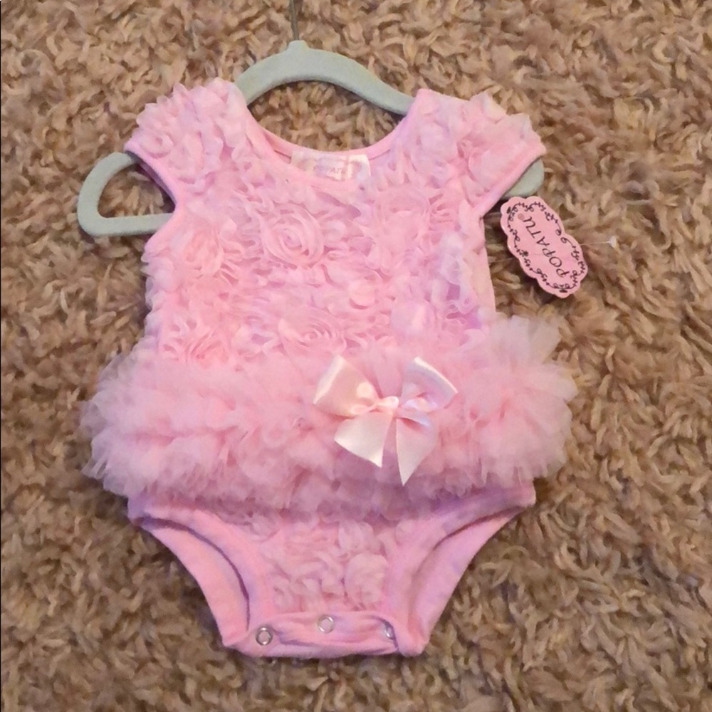 NWT POPATU baby pink ruffle onesie dress